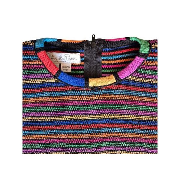 VTG 80s 90s  Antonella Preve Colorful Striped Sweater Sz S - Picture 7 of 11